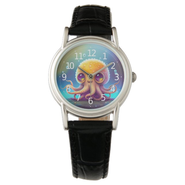 Cute Colourful Yellow Octopus Alien Artwork | Watch (Front)