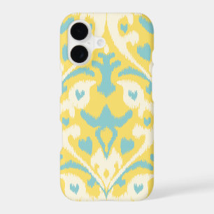 Cute colourful yellow teal ikat tribal pattern