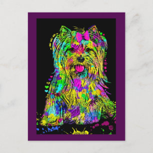 Cute Colourful Yorkshire Terrier Yorkie Dog Postcard