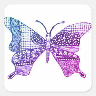 Cute Colourful Zen Butterfly Square Sticker