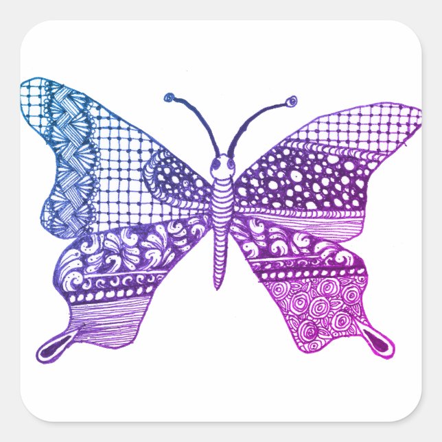 Cute Colourful Zen Butterfly Square Sticker (Front)