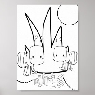 Cute Colouring Bugs Ants  Poster