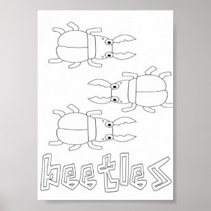 Cute Colouring Bugs Beetles Poster