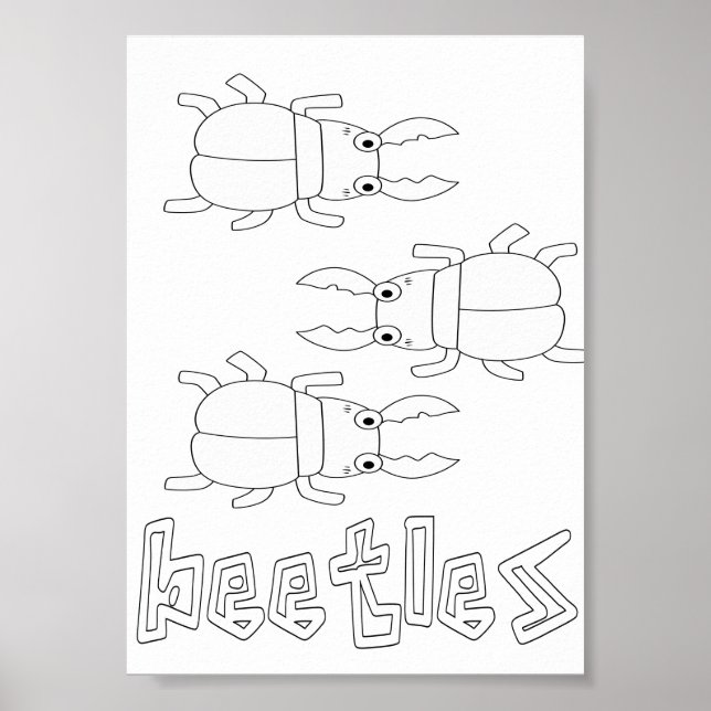 Cute Colouring Bugs Beetles Poster (Front)