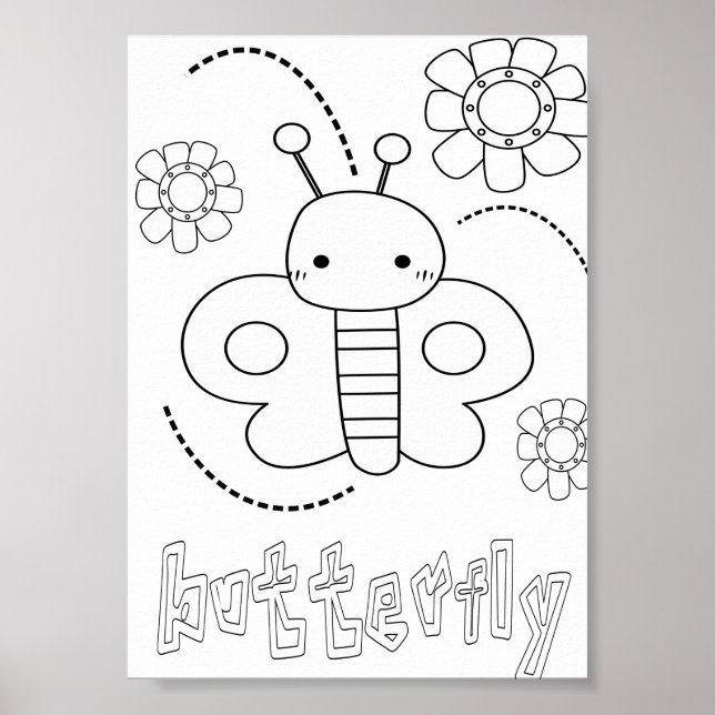 Cute Colouring Bugs Butterflies Poster (Front)