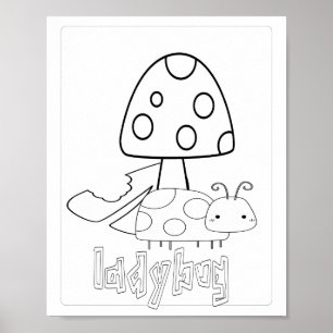 Cute Colouring Bugs Lady Bug Poster