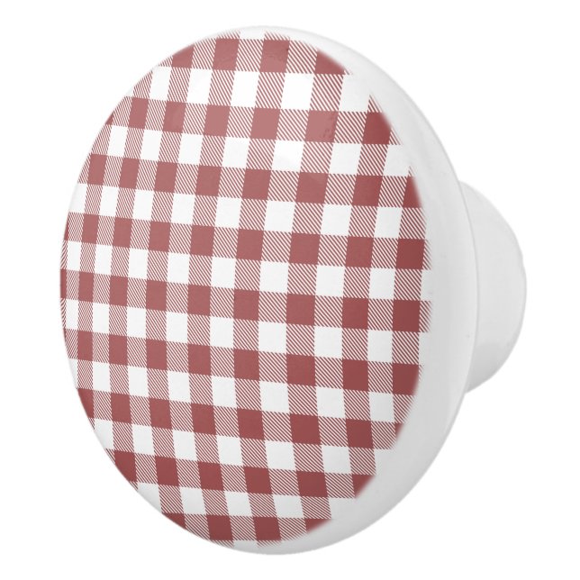 Cute colours red and white texture plaid dresser ceramic knob (Right)
