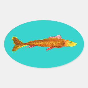 Cute comet goldfish pop art illustration oval sticker