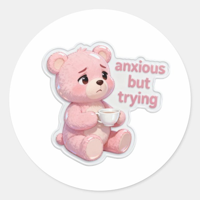 Cute Comfort Bear Aesthetic Sticker (Front)
