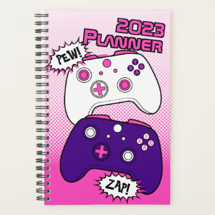 Cute Comic Book Pink Controller Gamer Girl Planner