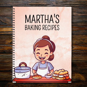 Cute Comic cartoon watercolor personalised baking Notebook