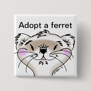 Cute Comic Ferret Face 15 Cm Square Badge