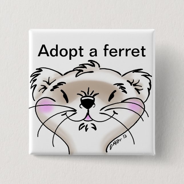 Cute Comic Ferret Face 15 Cm Square Badge (Front)