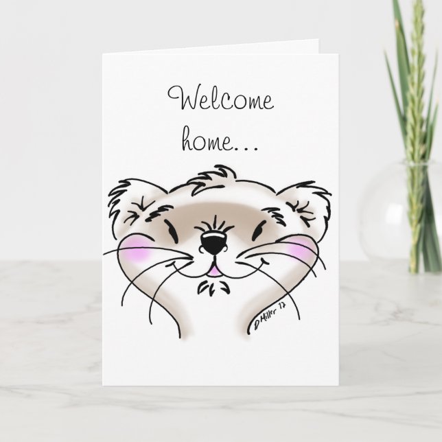 Cute Comic Ferret Face Holiday Card (Front)