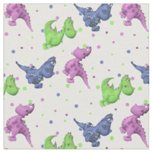 Cute comic style dragons fabric