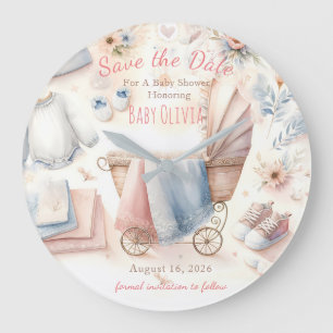 Cute coming soon announcement large clock