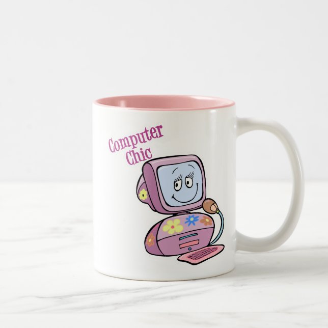 Cute Computer Chic Design Two-Tone Coffee Mug (Right)