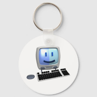 Cute computer face. key ring