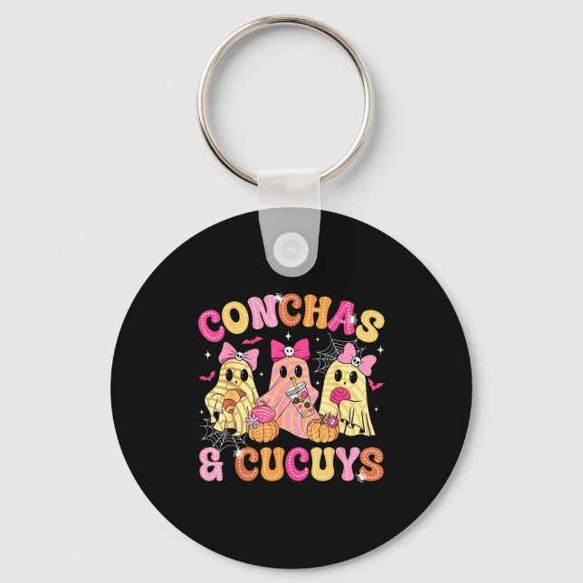 Cute Conchas And Cucuys Ghost Funny Mexican Hallow Key Ring (Front)
