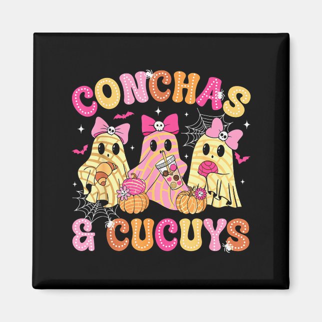 Cute Conchas And Cucuys Ghost Funny Mexican Hallow Magnet (Front)