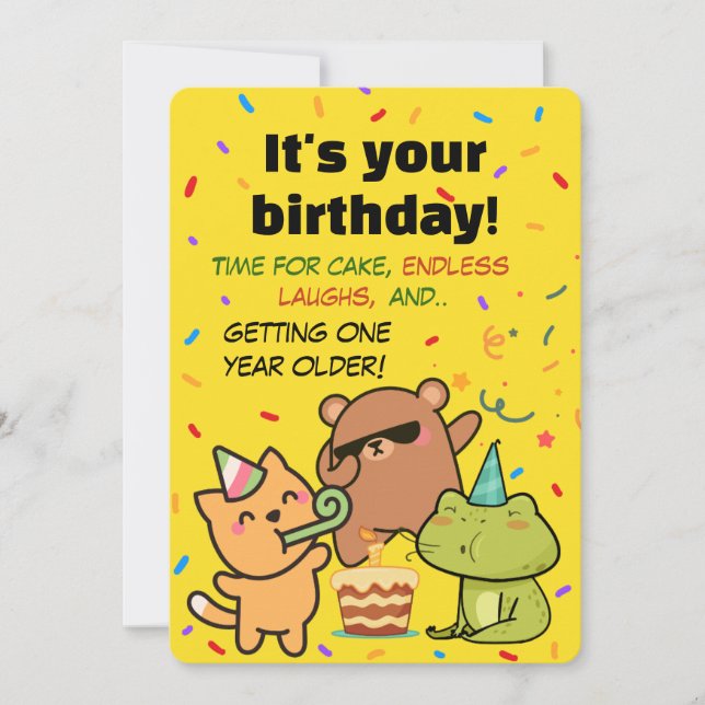 Cute Confetti Birthday Card for Friends and Family (Front)