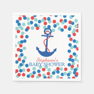 Cute Confetti Nautical Anchor Baby Shower Napkin