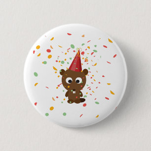 Cute Confetti Party Beaver 6 Cm Round Badge