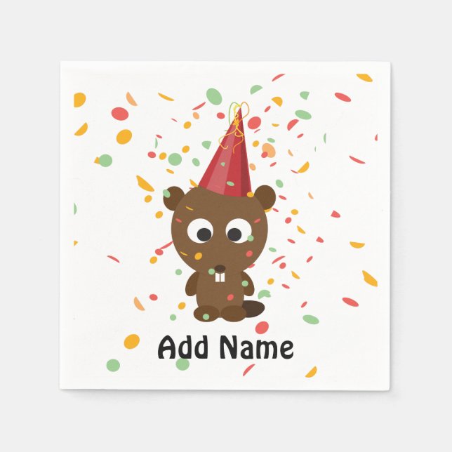 Cute Confetti Party Beaver Napkin (Front)