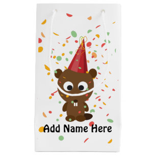 Cute Confetti Party Beaver Small Gift Bag