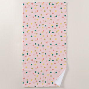 Cute Confetti Polka Dots Pattern Blush Green Beach Towel