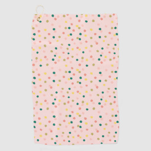 Cute Confetti Polka Dots Pattern Blush Green Golf Towel
