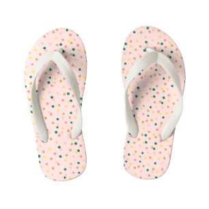Cute Confetti Polka Dots Pattern Blush Green Kid's Thongs