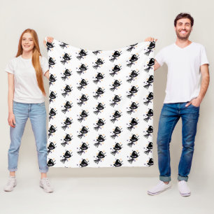 Cute Confetti Witch and Broom Halloween Fleece Blanket