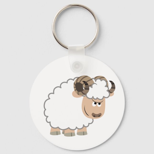 Cute Confident Cartoon Ram Keychain (Front)