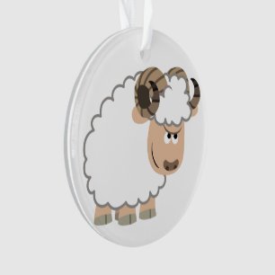 Cute Confident Cartoon Ram Ornament