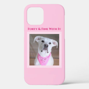 Cute Confident Dog With Soulful Eyes Forty Pink iPhone 12 Case