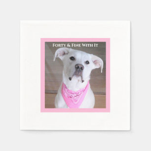 Cute Confident Dog With Soulful Eyes Forty Pink Napkin