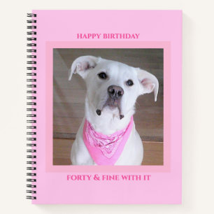 Cute Confident Dog With Soulful Eyes Forty Pink Notebook