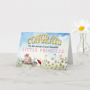 Cute Congrats Baby Girl Arrival Princess Crown Card