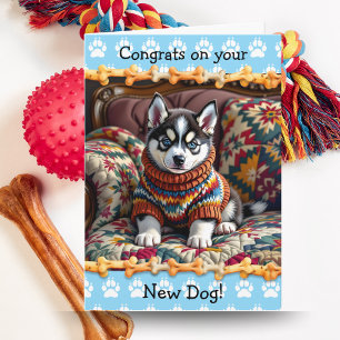 Cute Congrats on your Husky Puppy Dog  Card