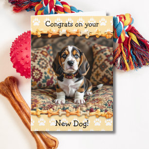 Cute Congrats on your New Basset Hound Dog  Card