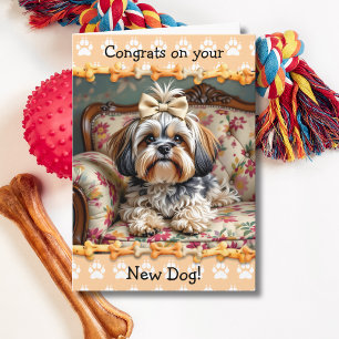 Cute Congrats on your New Lhaso Apso Dog  Card