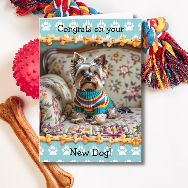 Cute Congrats on your New Yorkshire Terrier Dog  Card (Creator Uploaded)