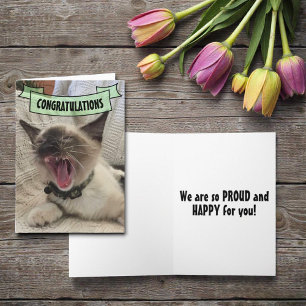 Cute Congratulations Shouting Siamese Kitten Photo Card