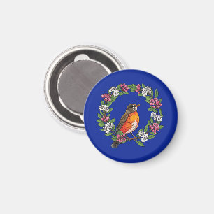 Cute Connecticut Bird With Kalmia latifolia Magnet
