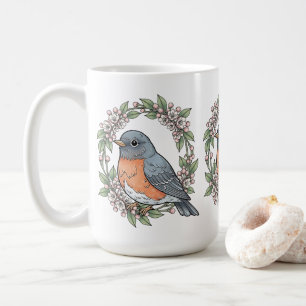 Cute Connecticut Bird With Mountain Laurel Coffee Mug