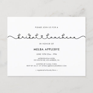 Cute connecting heart font Bridal luncheon Postcard