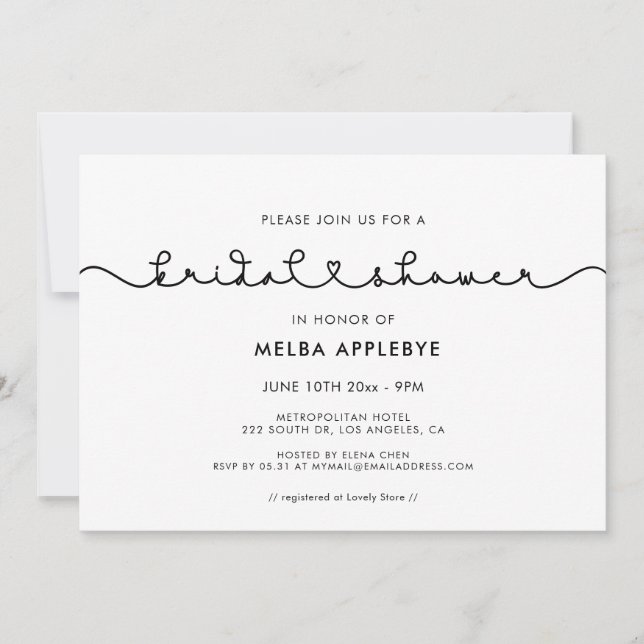 Cute connecting heart font Bridal shower Invitation (Front)