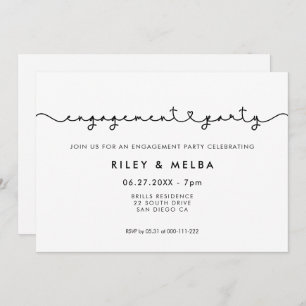 Cute connecting heart font engagement party invitation