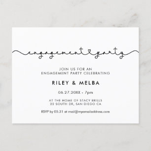 Cute connecting heart font Engagement party Postcard
